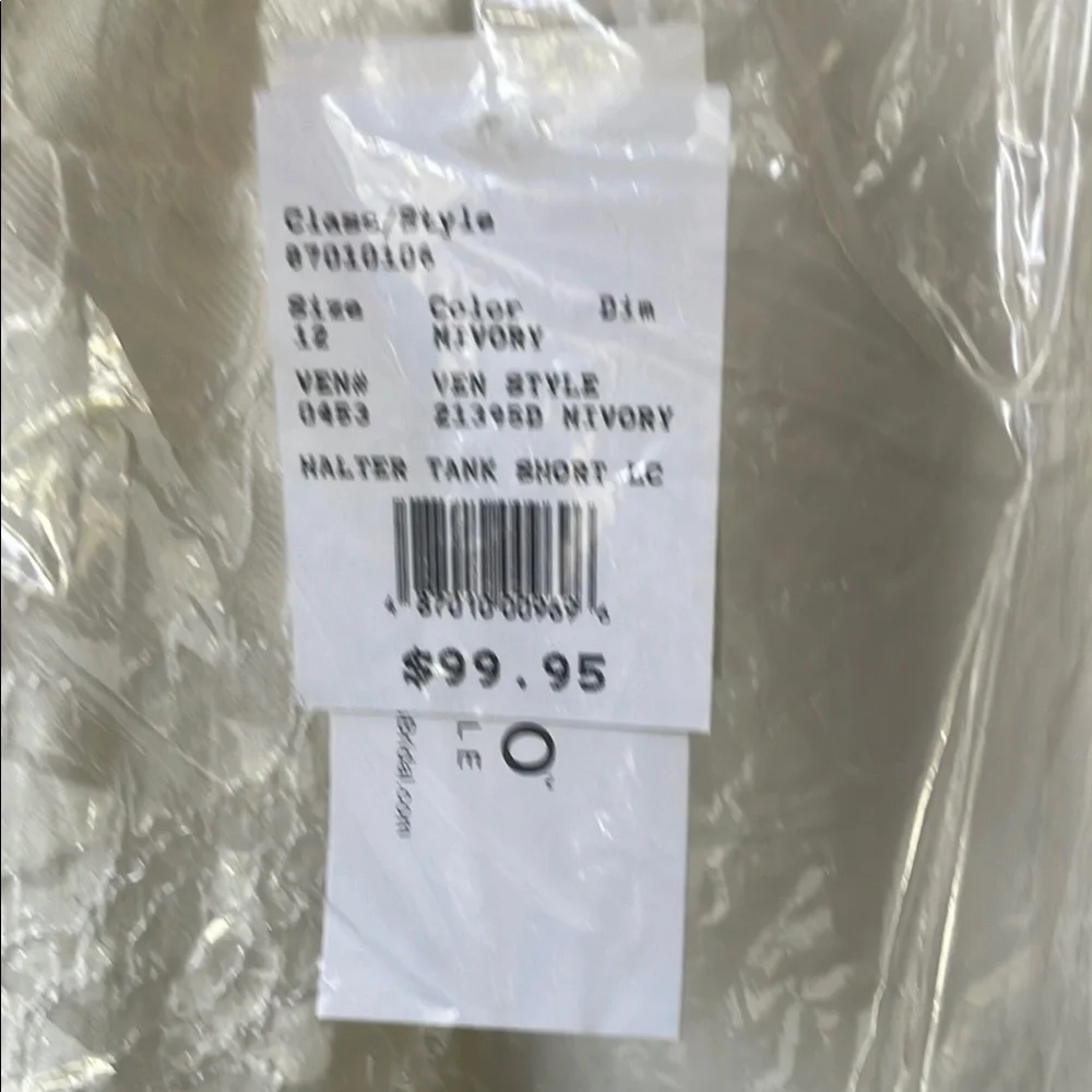 NWT David's Bridal White Lace Embellished Keyhole Sheath Halter Dress wedding - Picture 9 of 11